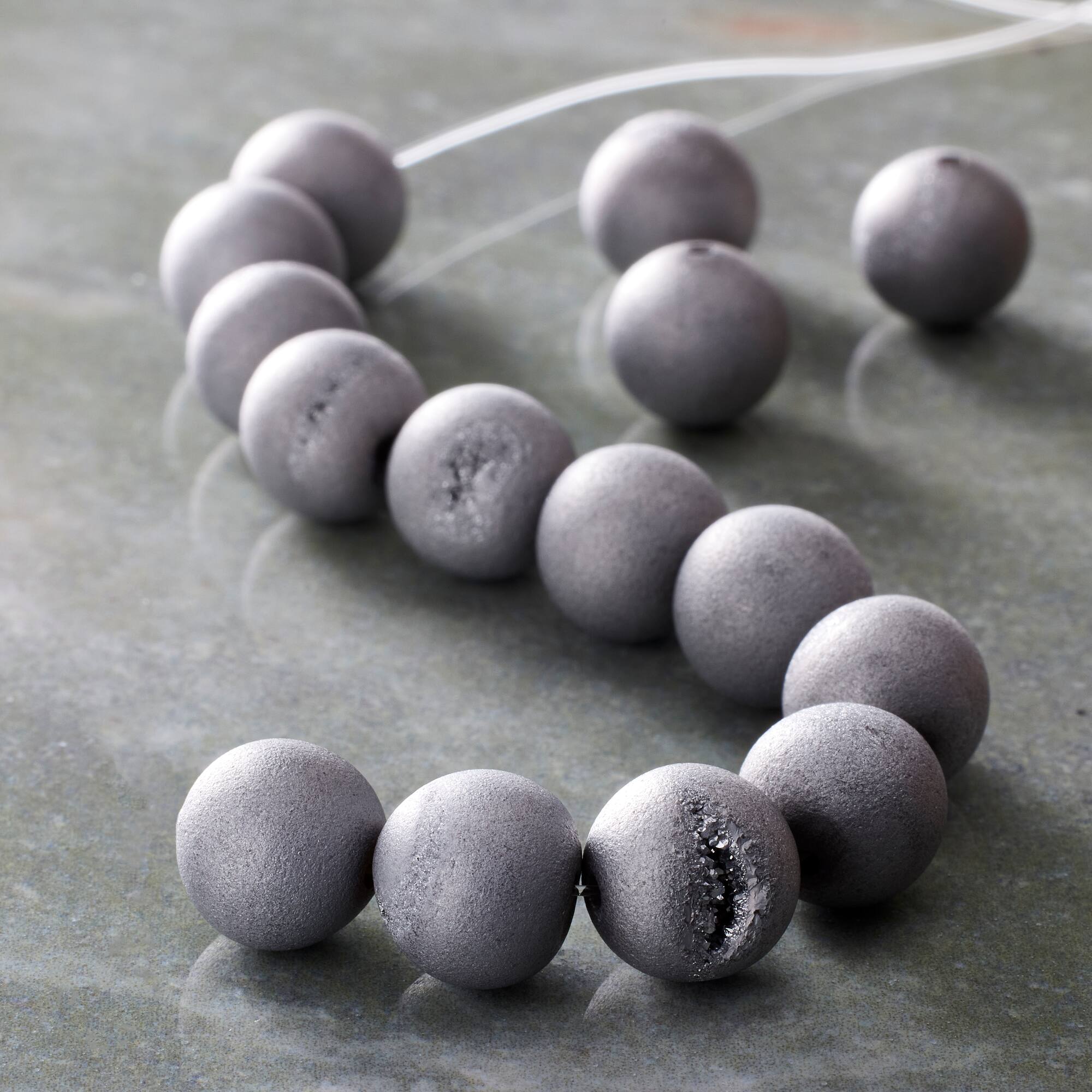 Silver Druzy Agate Stone Beads, 10mm by Bead Landing™